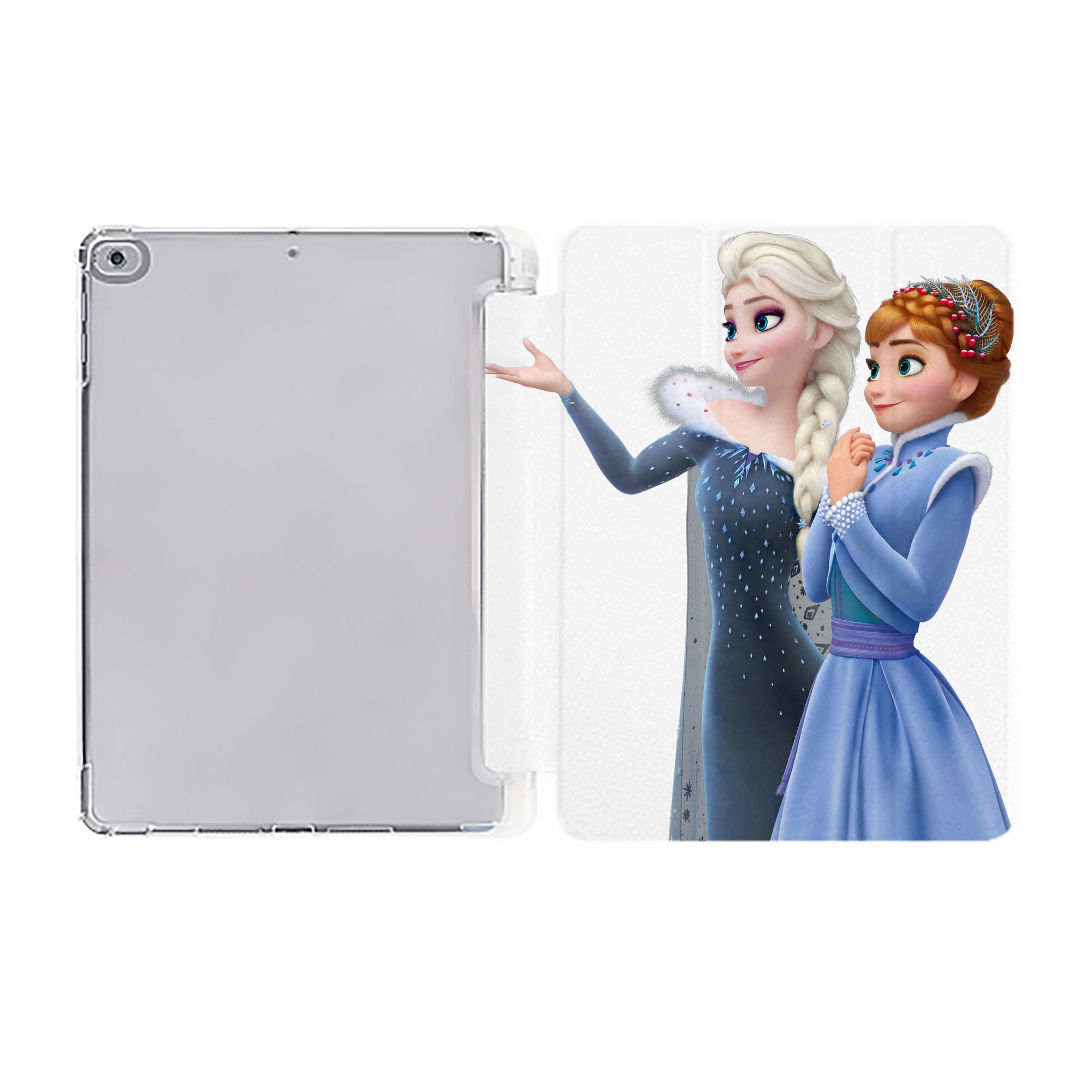 （画像用） アナと雪の女王 アンナ エルサ Frozen Anna Elsa IPad ケース ペン収納付き 三つ折りスタンド PUレザー×シリコン 対応機種9.5/10.5/10.9インチ